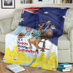 Chilling Kangaroo and Emu Australia Blanket It's Happy Hour Somewhere - Aussie Hoodie