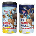 Chilling Kangaroo and Emu Australia 4 in 1 Can Cooler Tumbler It's Happy Hour Somewhere - Aussie Hoodie