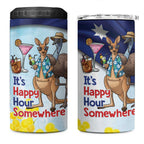 Chilling Kangaroo and Emu Australia 4 in 1 Can Cooler Tumbler It's Happy Hour Somewhere - Aussie Hoodie