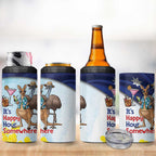 Chilling Kangaroo and Emu Australia 4 in 1 Can Cooler Tumbler It's Happy Hour Somewhere - Aussie Hoodie
