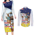 Chilling Kangaroo and Emu Australia Couples Matching Long Sleeve Bodycon Dress and Long Sleeve Button Shirt It's Happy Hour Somewhere - Aussie Hoodie