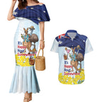 Chilling Kangaroo and Emu Australia Couples Matching Mermaid Dress and Hawaiian Shirt It's Happy Hour Somewhere - Aussie Hoodie