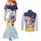 Chilling Kangaroo and Emu Australia Couples Matching Mermaid Dress and Long Sleeve Button Shirt It's Happy Hour Somewhere - Aussie Hoodie