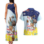 Chilling Kangaroo and Emu Australia Couples Matching Tank Maxi Dress and Hawaiian Shirt It's Happy Hour Somewhere - Aussie Hoodie