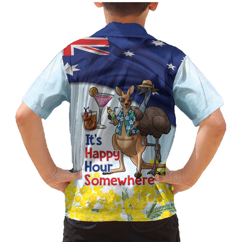 Chilling Kangaroo and Emu Australia Family Matching Mermaid Dress and Hawaiian Shirt It's Happy Hour Somewhere - Aussie Hoodie