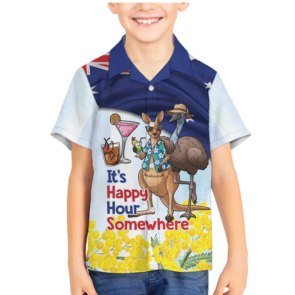 Chilling Kangaroo and Emu Australia Family Matching Mermaid Dress and Hawaiian Shirt It's Happy Hour Somewhere - Aussie Hoodie