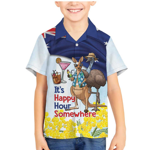 Chilling Kangaroo and Emu Australia Family Matching Mermaid Dress and Hawaiian Shirt It's Happy Hour Somewhere - Aussie Hoodie