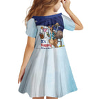Chilling Kangaroo and Emu Australia Family Matching Off The Shoulder Long Sleeve Dress and Hawaiian Shirt It's Happy Hour Somewhere - Aussie Hoodie