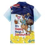 Chilling Kangaroo and Emu Australia Family Matching Off The Shoulder Long Sleeve Dress and Hawaiian Shirt It's Happy Hour Somewhere - Aussie Hoodie