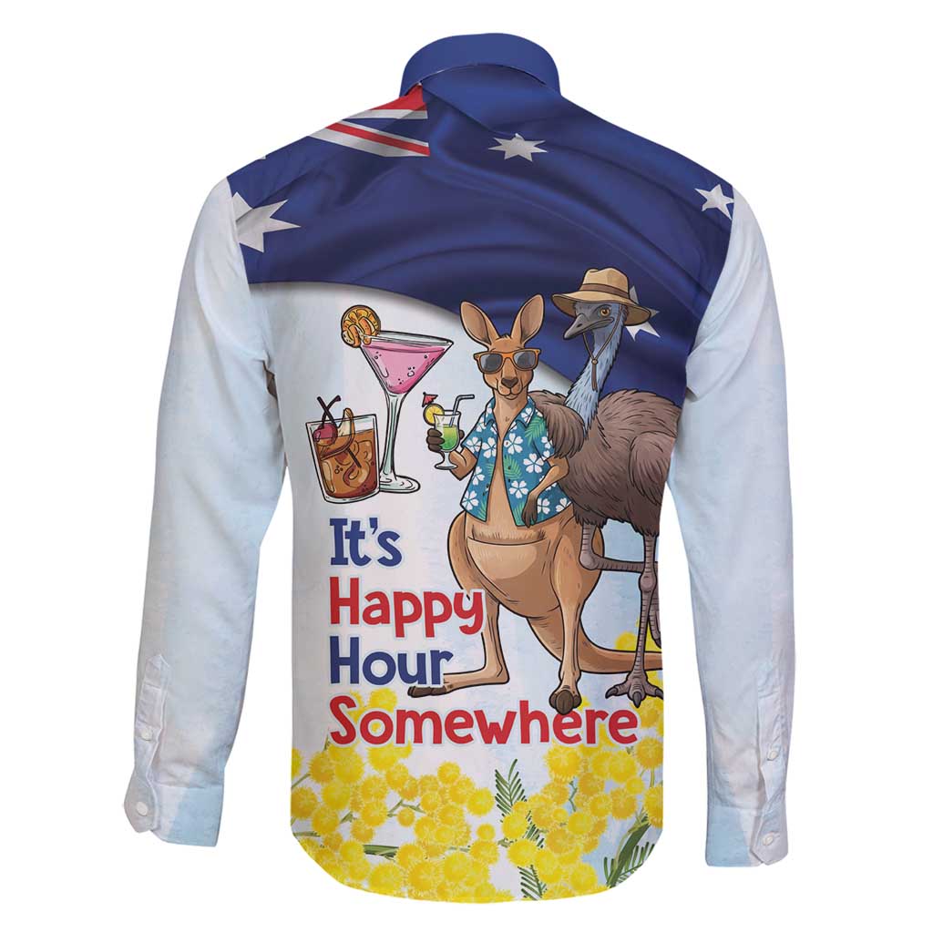 Chilling Kangaroo and Emu Australia Family Matching Off Shoulder Maxi Dress and Hawaiian Shirt It's Happy Hour Somewhere - Aussie Hoodie