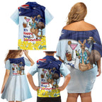 Chilling Kangaroo and Emu Australia Family Matching Off Shoulder Short Dress and Hawaiian Shirt It's Happy Hour Somewhere - Aussie Hoodie