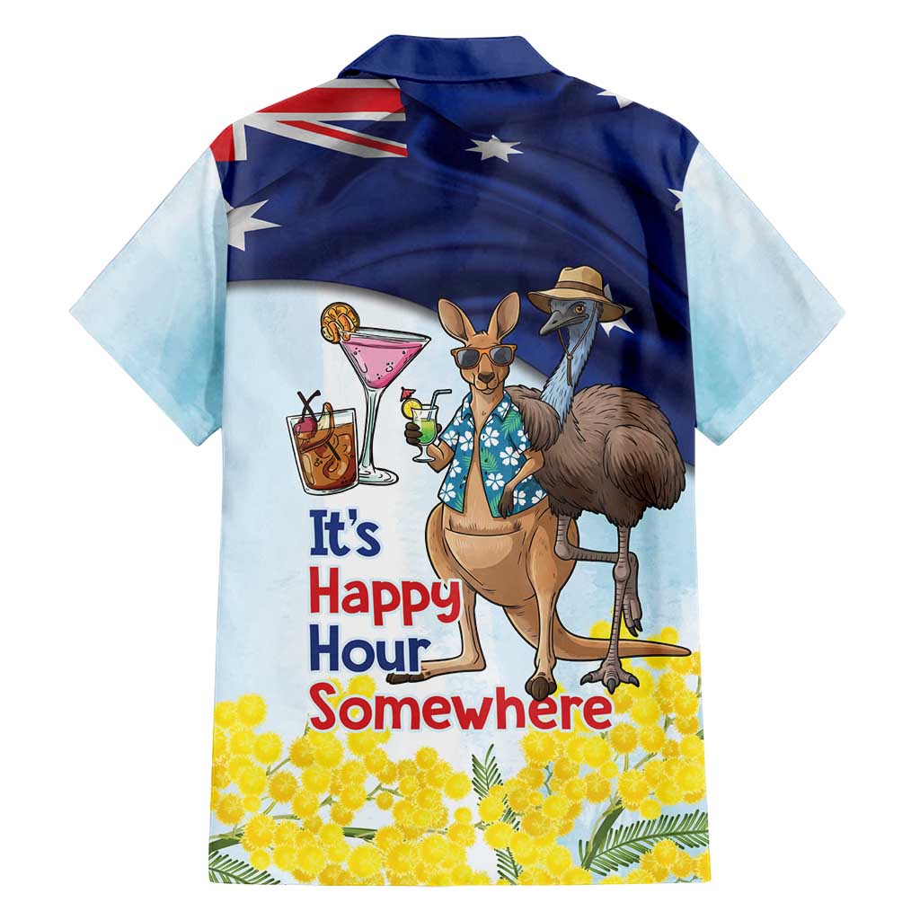 Chilling Kangaroo and Emu Australia Family Matching Off Shoulder Short Dress and Hawaiian Shirt It's Happy Hour Somewhere - Aussie Hoodie