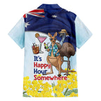 Chilling Kangaroo and Emu Australia Family Matching Short Sleeve Bodycon Dress and Hawaiian Shirt It's Happy Hour Somewhere - Aussie Hoodie