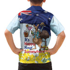 Chilling Kangaroo and Emu Australia Family Matching Summer Maxi Dress and Hawaiian Shirt It's Happy Hour Somewhere - Aussie Hoodie