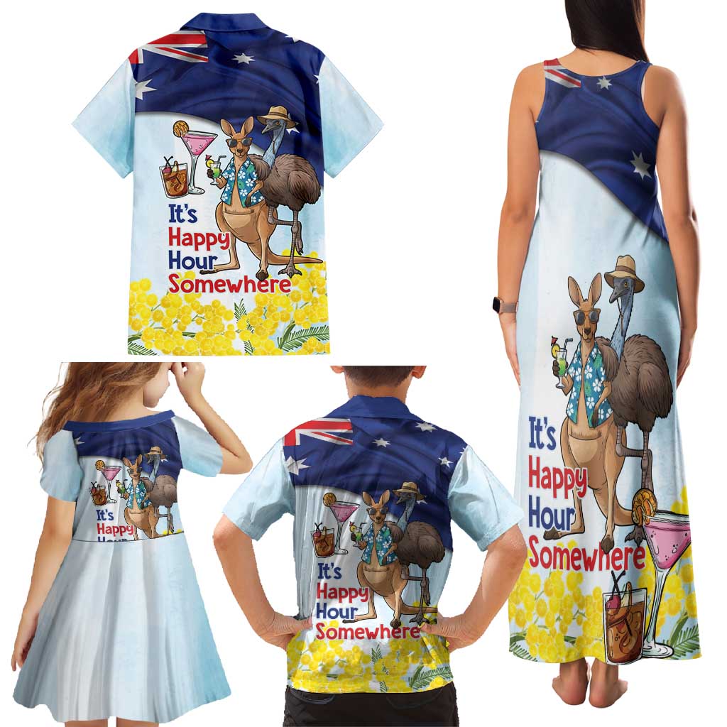 Chilling Kangaroo and Emu Australia Family Matching Tank Maxi Dress and Hawaiian Shirt It's Happy Hour Somewhere - Aussie Hoodie