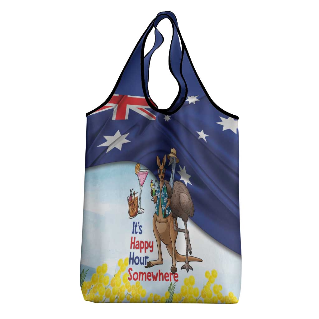Chilling Kangaroo and Emu Australia Grocery Bag It's Happy Hour Somewhere - Aussie Hoodie