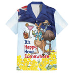Chilling Kangaroo and Emu Australia Hawaiian Shirt It's Happy Hour Somewhere - Aussie Hoodie