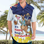 Chilling Kangaroo and Emu Australia Hawaiian Shirt It's Happy Hour Somewhere - Aussie Hoodie