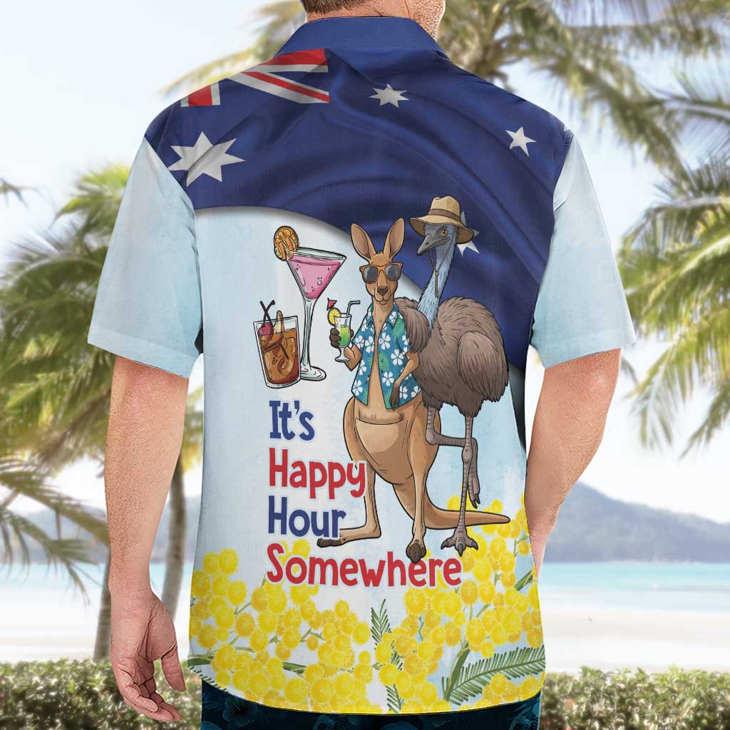 Chilling Kangaroo and Emu Australia Hawaiian Shirt It's Happy Hour Somewhere - Aussie Hoodie