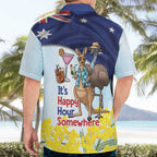 Chilling Kangaroo and Emu Australia Hawaiian Shirt It's Happy Hour Somewhere - Aussie Hoodie