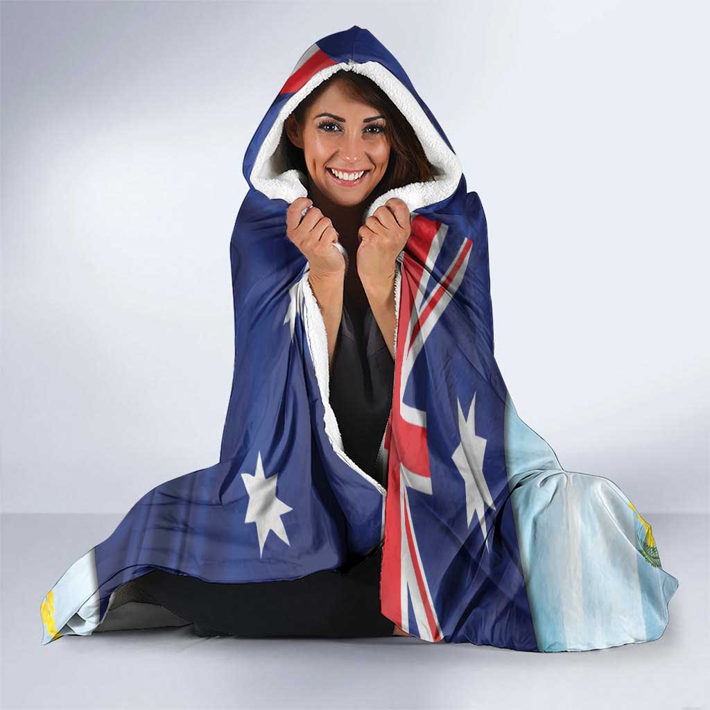 Chilling Kangaroo and Emu Australia Hooded Blanket It's Happy Hour Somewhere - Aussie Hoodie