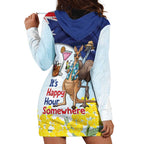Chilling Kangaroo and Emu Australia Hoodie Dress It's Happy Hour Somewhere - Aussie Hoodie