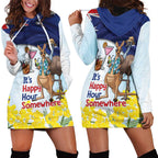 Chilling Kangaroo and Emu Australia Hoodie Dress It's Happy Hour Somewhere - Aussie Hoodie