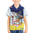 Chilling Kangaroo and Emu Australia Kid Hawaiian Shirt It's Happy Hour Somewhere - Aussie Hoodie