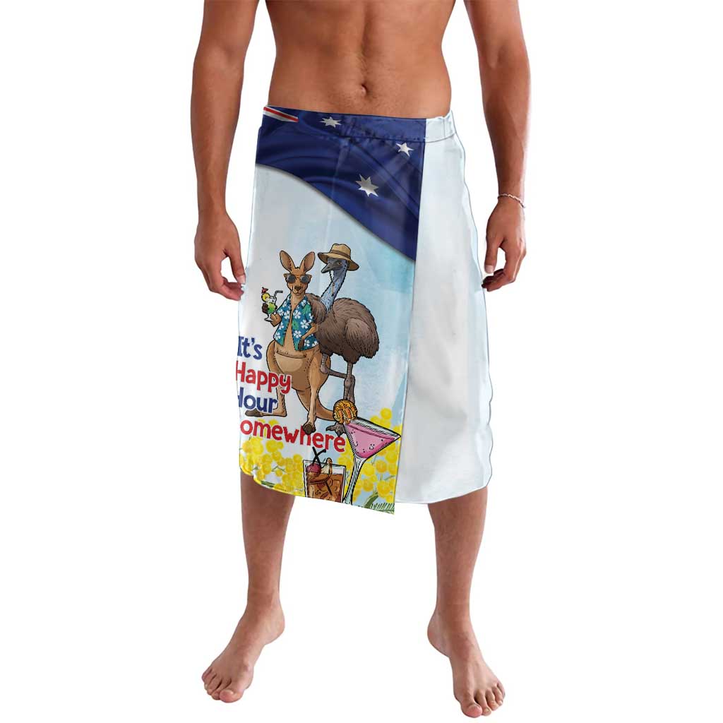 Chilling Kangaroo and Emu Australia Lavalava It's Happy Hour Somewhere - Aussie Hoodie