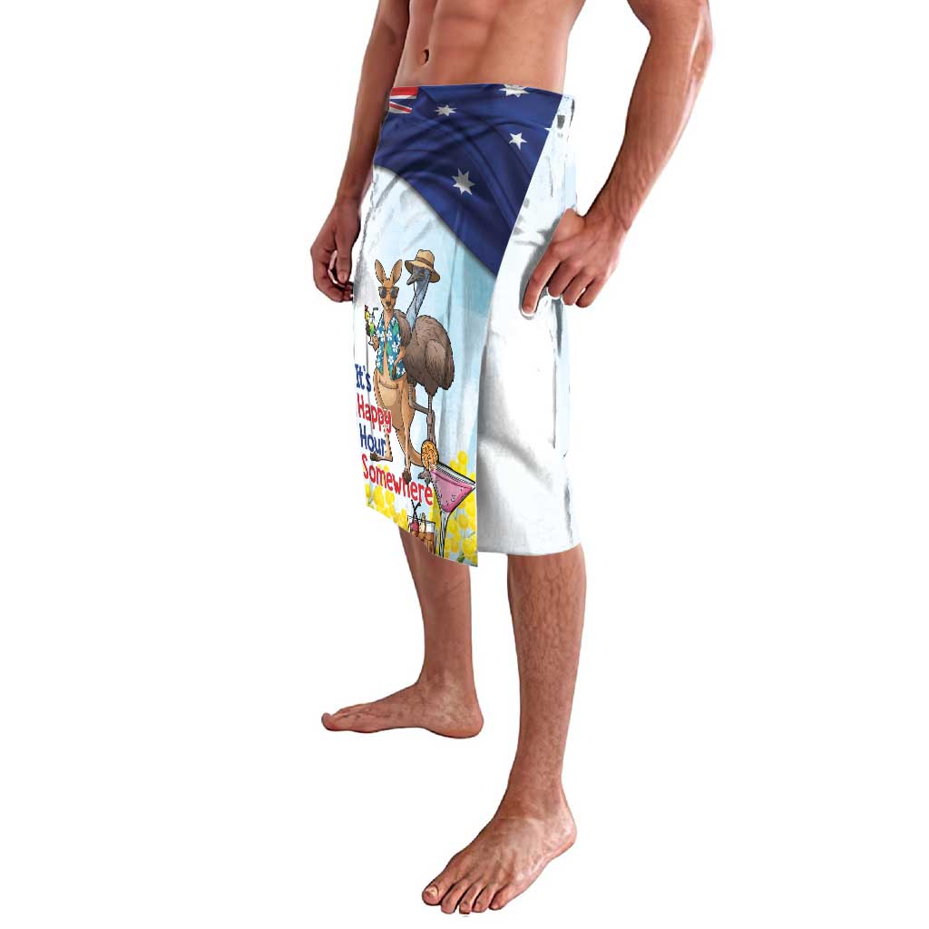 Chilling Kangaroo and Emu Australia Lavalava It's Happy Hour Somewhere - Aussie Hoodie