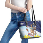 Chilling Kangaroo and Emu Australia Leather Tote Bag It's Happy Hour Somewhere - Aussie Hoodie