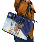 Chilling Kangaroo and Emu Australia Leather Tote Bag It's Happy Hour Somewhere - Aussie Hoodie