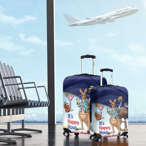 Chilling Kangaroo and Emu Australia Luggage Cover It's Happy Hour Somewhere - Aussie Hoodie