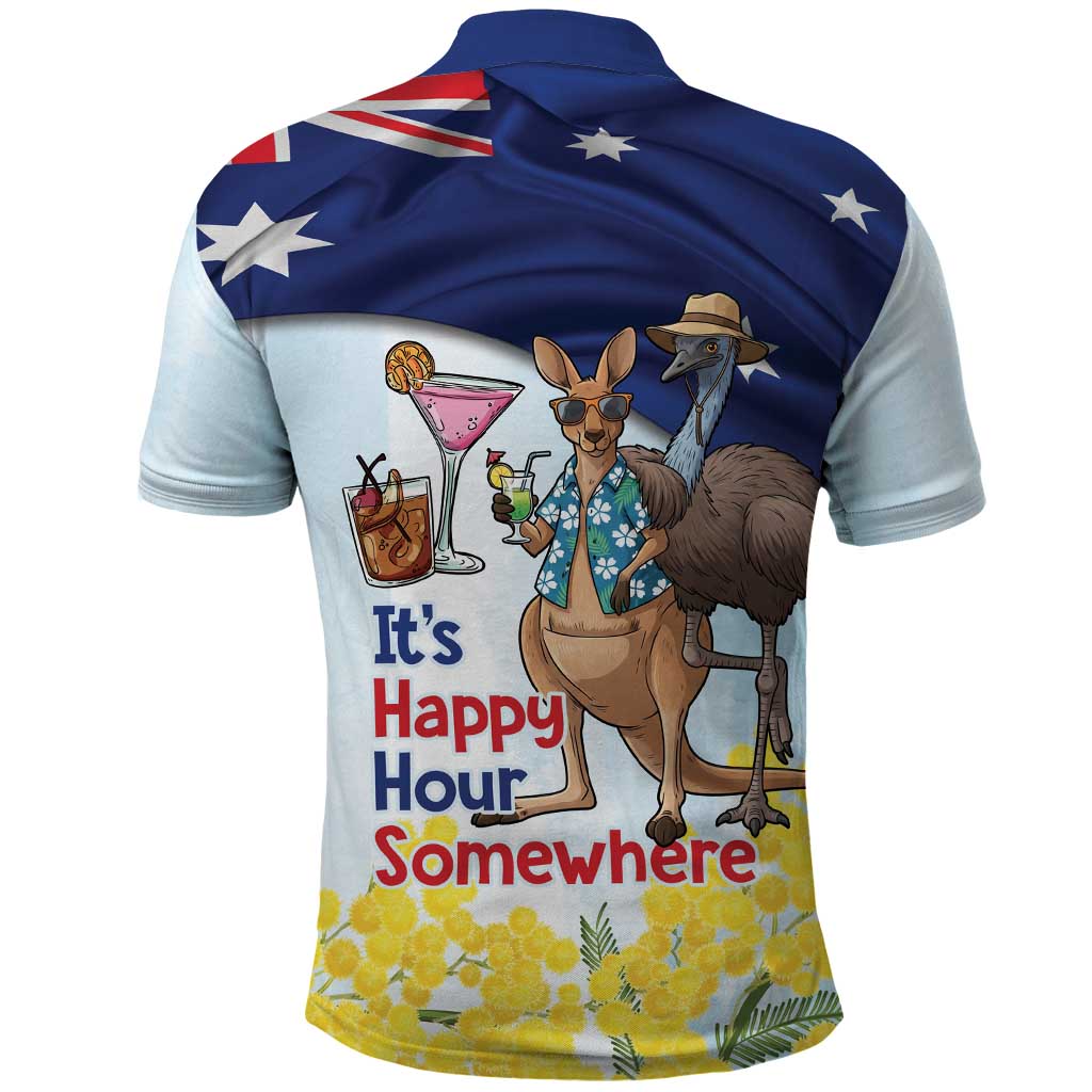Chilling Kangaroo and Emu Australia Polo Shirt It's Happy Hour Somewhere - Aussie Hoodie