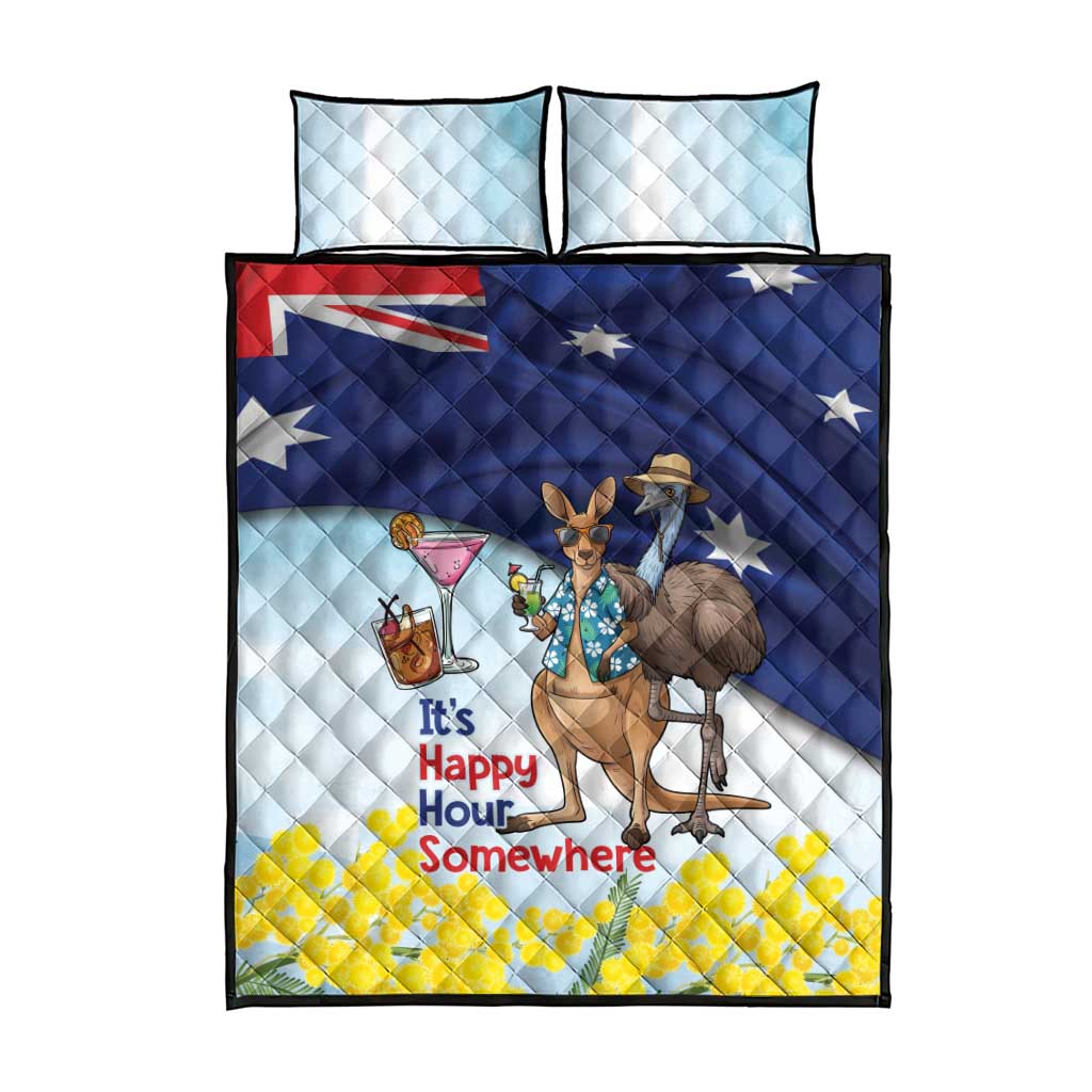 Chilling Kangaroo and Emu Australia Quilt Bed Set It's Happy Hour Somewhere - Aussie Hoodie