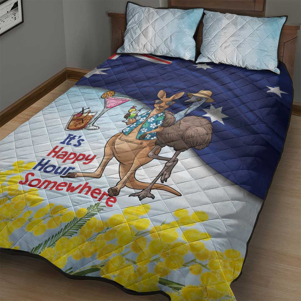 Chilling Kangaroo and Emu Australia Quilt Bed Set It's Happy Hour Somewhere - Aussie Hoodie
