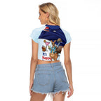 Chilling Kangaroo and Emu Australia Raglan Cropped T Shirt It's Happy Hour Somewhere - Aussie Hoodie