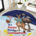 Chilling Kangaroo and Emu Australia Round Carpet It's Happy Hour Somewhere - Aussie Hoodie