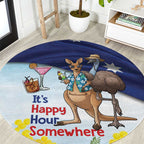 Chilling Kangaroo and Emu Australia Round Carpet It's Happy Hour Somewhere - Aussie Hoodie