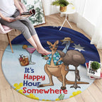 Chilling Kangaroo and Emu Australia Round Carpet It's Happy Hour Somewhere - Aussie Hoodie