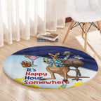 Chilling Kangaroo and Emu Australia Round Carpet It's Happy Hour Somewhere - Aussie Hoodie