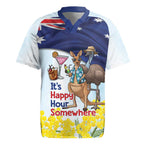 Chilling Kangaroo and Emu Australia Rugby Jersey It's Happy Hour Somewhere - Aussie Hoodie