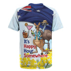 Chilling Kangaroo and Emu Australia Rugby Jersey It's Happy Hour Somewhere - Aussie Hoodie