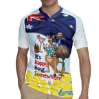 Chilling Kangaroo and Emu Australia Rugby Jersey It's Happy Hour Somewhere - Aussie Hoodie