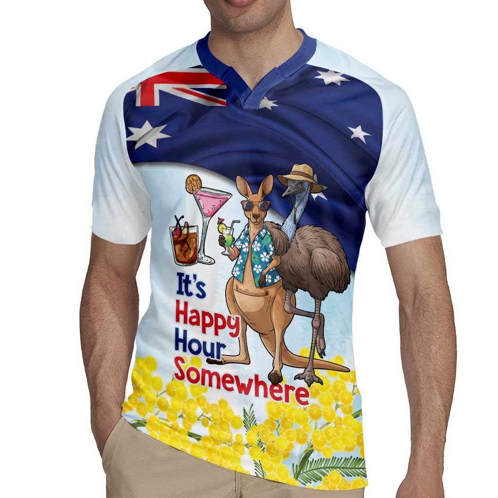 Chilling Kangaroo and Emu Australia Rugby Jersey It's Happy Hour Somewhere - Aussie Hoodie