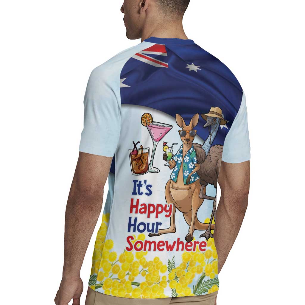 Chilling Kangaroo and Emu Australia Rugby Jersey It's Happy Hour Somewhere - Aussie Hoodie