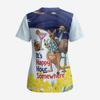Chilling Kangaroo and Emu Australia Scrub Top It's Happy Hour Somewhere - Aussie Hoodie