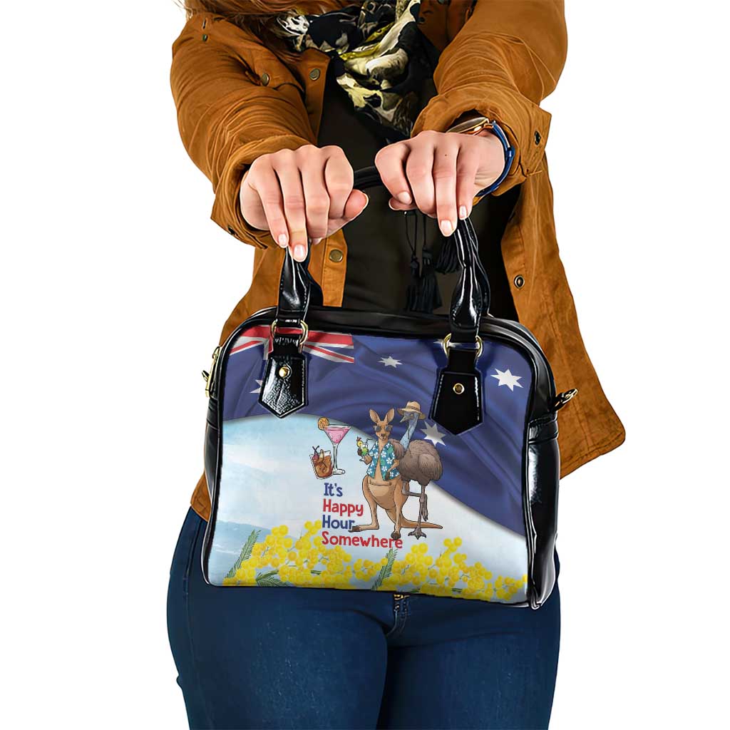 Chilling Kangaroo and Emu Australia Shoulder Handbag It's Happy Hour Somewhere - Aussie Hoodie