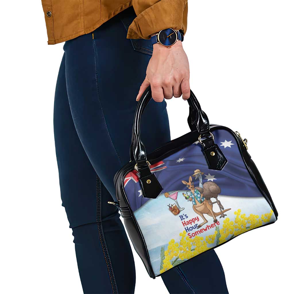 Chilling Kangaroo and Emu Australia Shoulder Handbag It's Happy Hour Somewhere - Aussie Hoodie