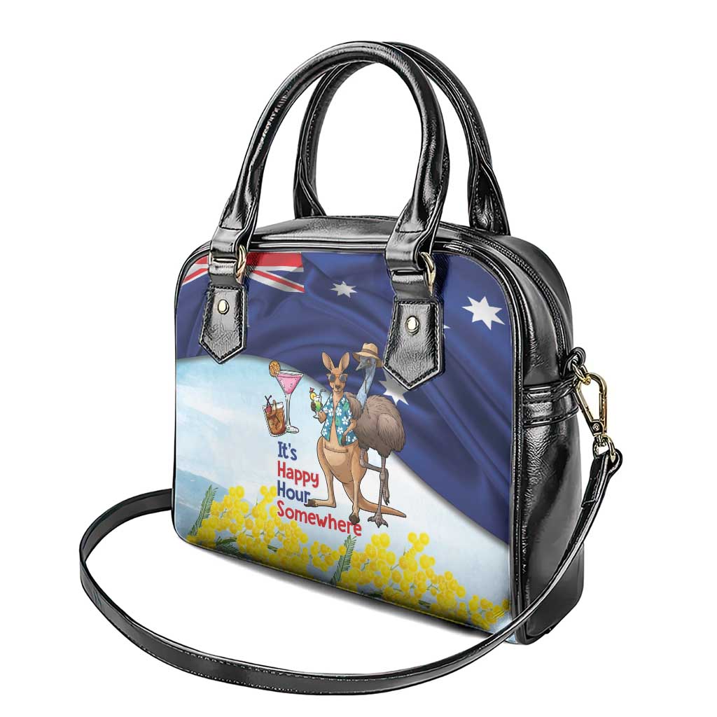 Chilling Kangaroo and Emu Australia Shoulder Handbag It's Happy Hour Somewhere - Aussie Hoodie